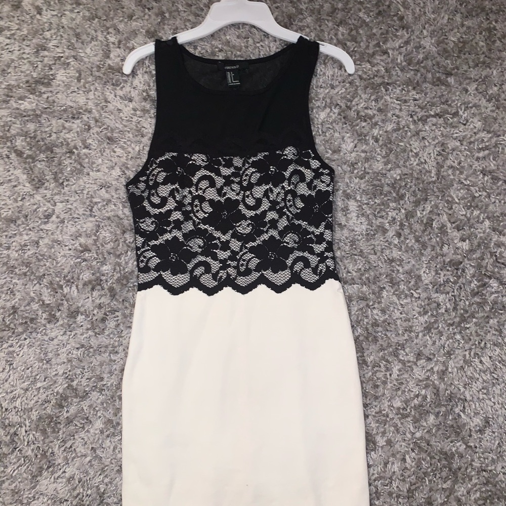 Black and white lace dress